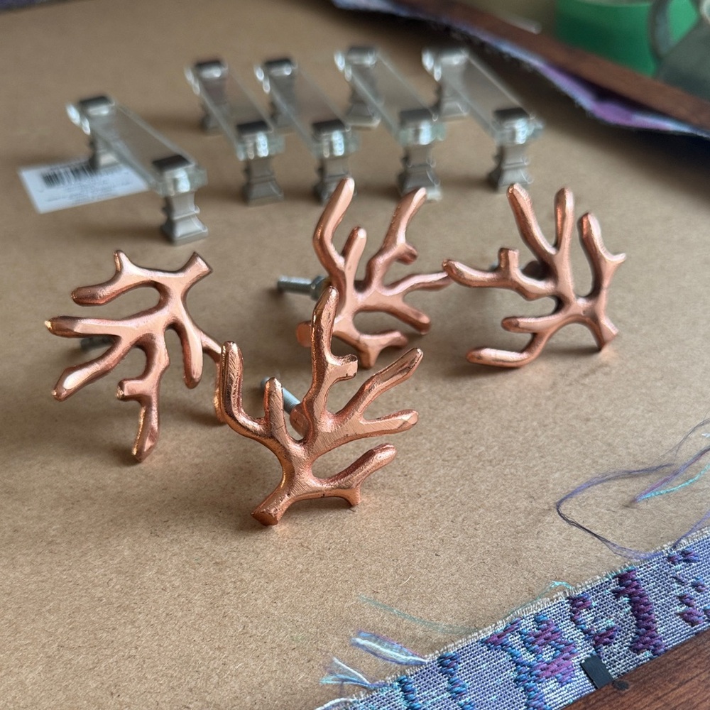 Anthropologie Drawer Pulls SET Coral Rose Gold